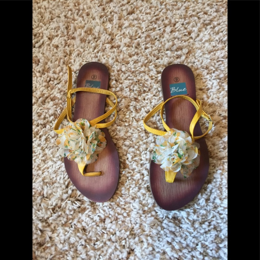 Blue Suede Shoes yellow sandals
